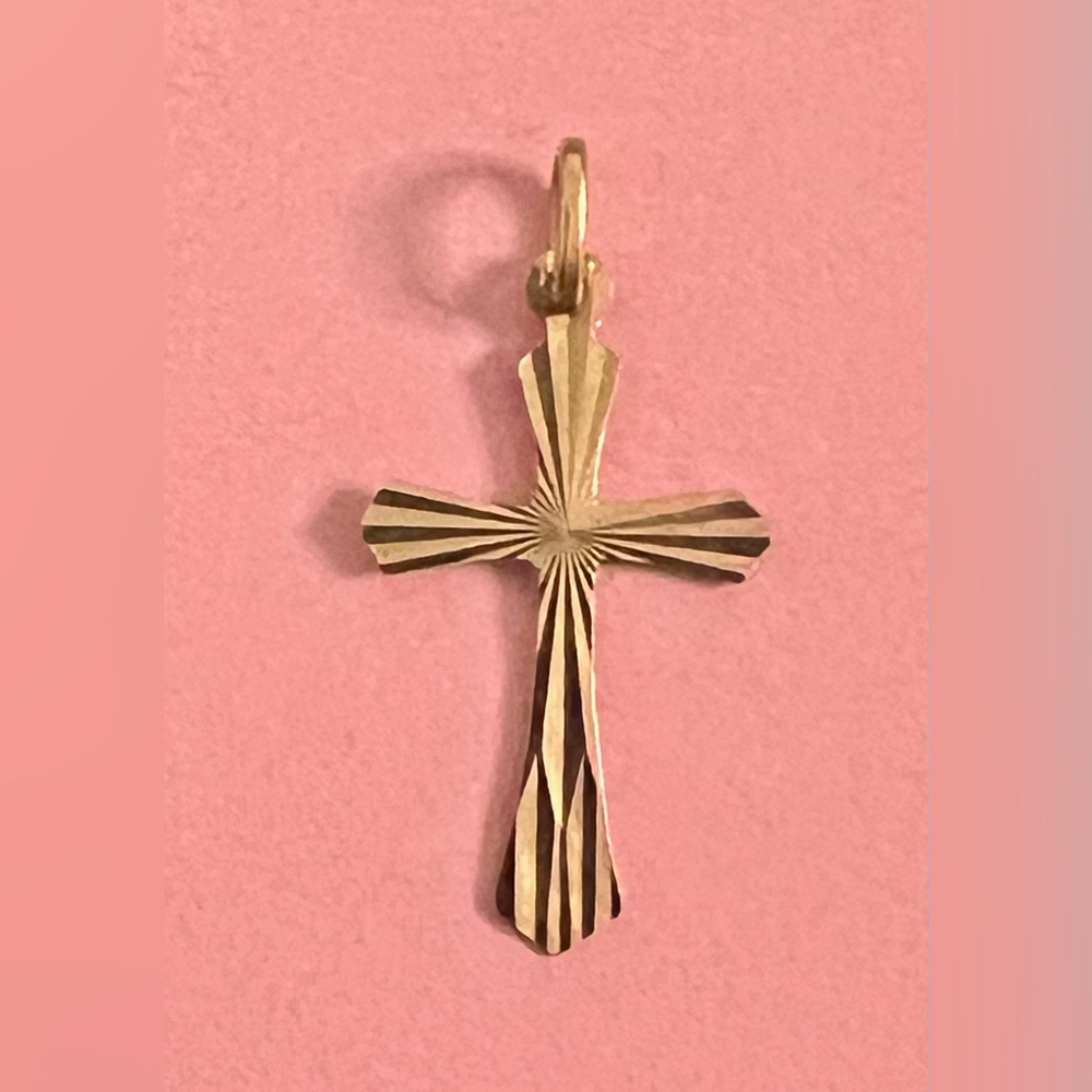 Gold-Tone Radiant Cross Pendant Necklace